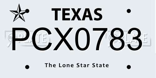 PCX0783 Texas License Plate