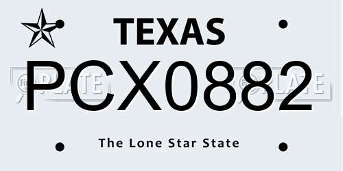 PCX0882 Texas License Plate