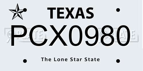 PCX0980 Texas License Plate