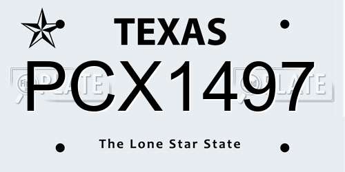 PCX1497 Texas License Plate