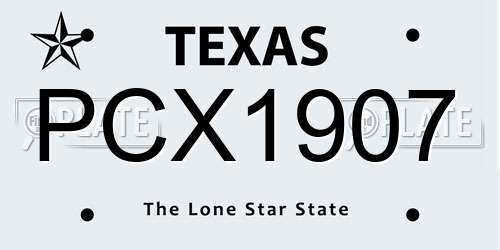 PCX1907 Texas License Plate
