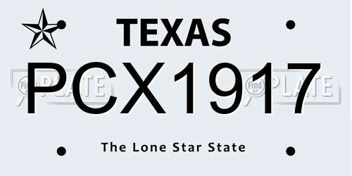 PCX1917 Texas License Plate
