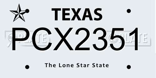 PCX2351 Texas License Plate