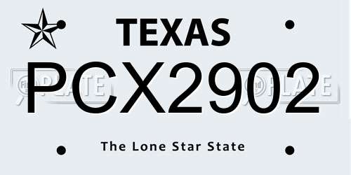 PCX2902 Texas License Plate