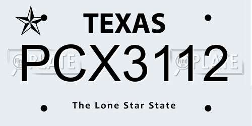 PCX3112 Texas License Plate