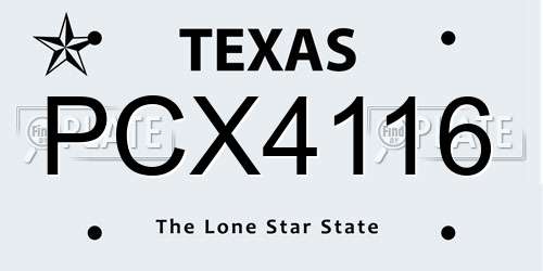 PCX4116 Texas License Plate