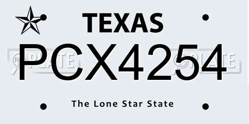 PCX4254 Texas License Plate