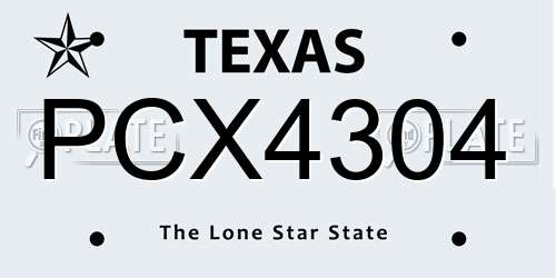 PCX4304 Texas License Plate