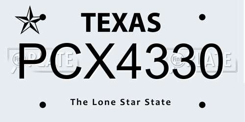 PCX4330 Texas License Plate