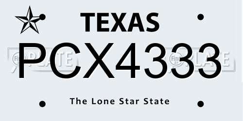 PCX4333 Texas License Plate