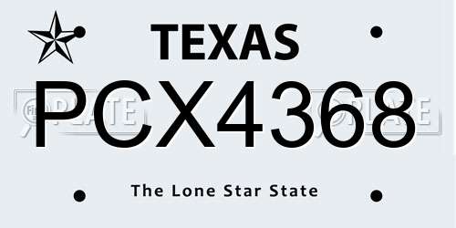 PCX4368 Texas License Plate