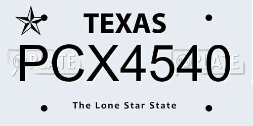 PCX4540 Texas License Plate