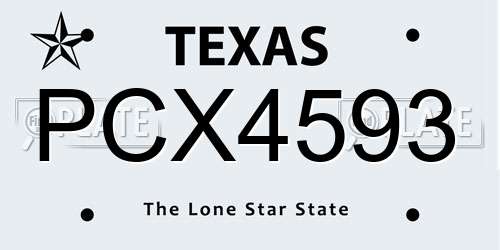 PCX4593 Texas License Plate