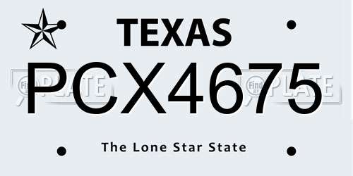 PCX4675 Texas License Plate