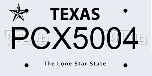 PCX5004 Texas License Plate