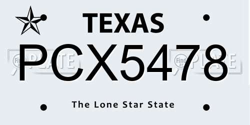 PCX5478 Texas License Plate