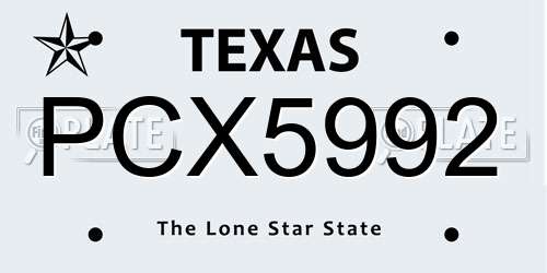 PCX5992 Texas License Plate