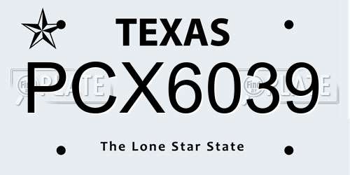 PCX6039 Texas License Plate