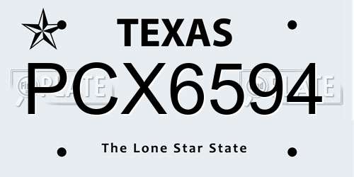 PCX6594 Texas License Plate