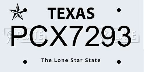 PCX7293 Texas License Plate