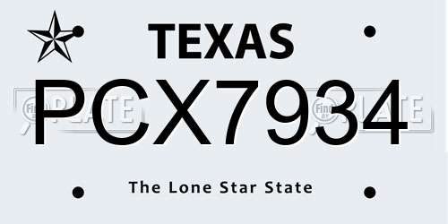 PCX7934 Texas License Plate