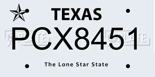 PCX8451 Texas License Plate