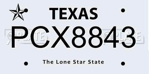 PCX8843 Texas License Plate