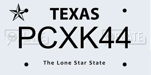 PCXK44 Texas License Plate