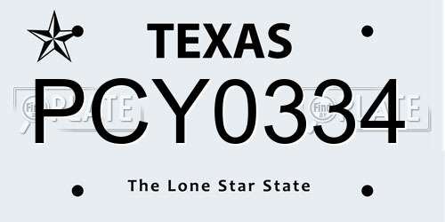 PCY0334 Texas License Plate