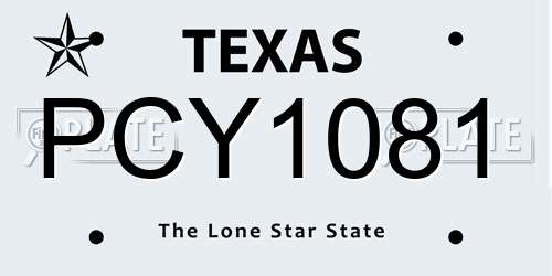 PCY1081 Texas License Plate