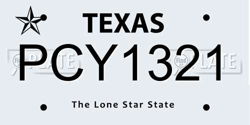PCY1321 Texas License Plate