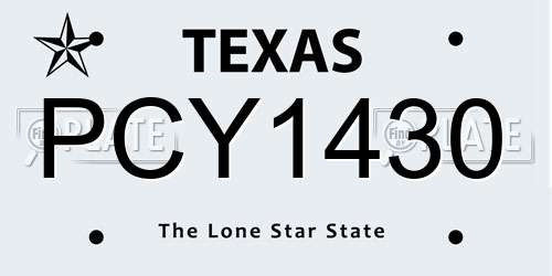 PCY1430 Texas License Plate