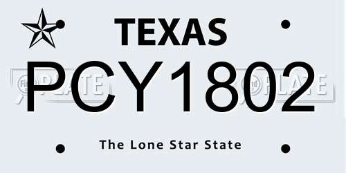 PCY1802 Texas License Plate