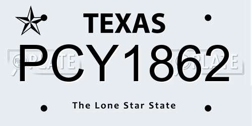PCY1862 Texas License Plate