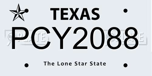 PCY2088 Texas License Plate