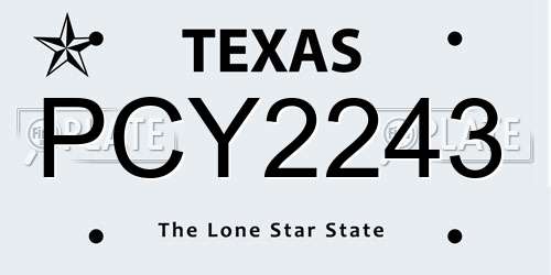 PCY2243 Texas License Plate