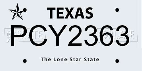 PCY2363 Texas License Plate