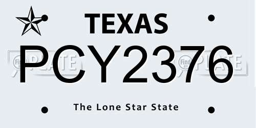 PCY2376 Texas License Plate