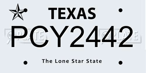 PCY2442 Texas License Plate