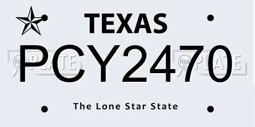 PCY2470 Texas License Plate