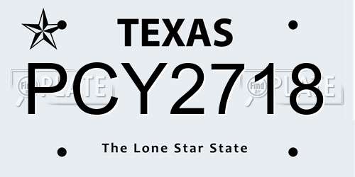 PCY2718 Texas License Plate