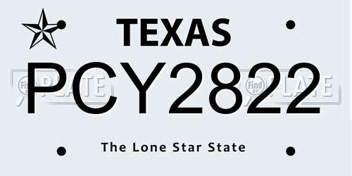 PCY2822 Texas License Plate
