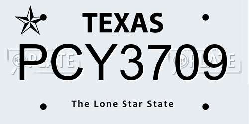PCY3709 Texas License Plate