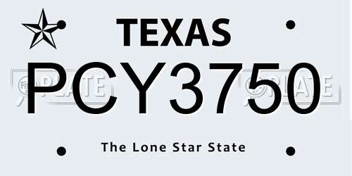 PCY3750 Texas License Plate