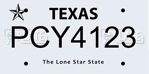 PCY4123 Texas License Plate