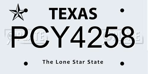 PCY4258 Texas License Plate