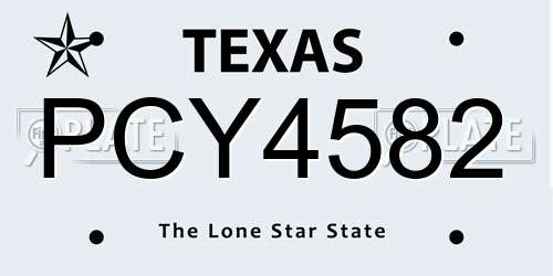 PCY4582 Texas License Plate