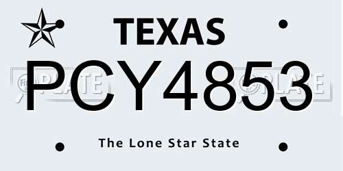 PCY4853 Texas License Plate