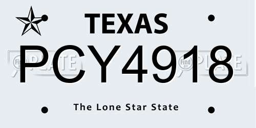 PCY4918 Texas License Plate