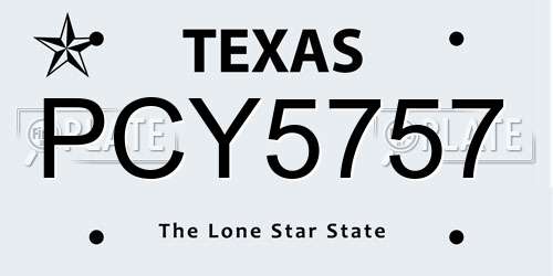 PCY5757 Texas License Plate